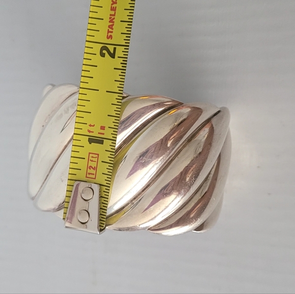 David Yurman Sterling Silver Wide Cable Cuff Bracelet - Picture 7 of 11